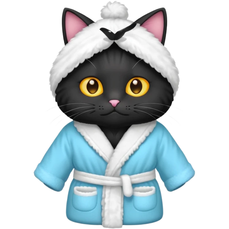 black ,cat with bathrope emoji