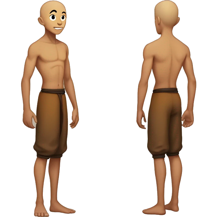 Aang no shirt full body wearing spandex emoji