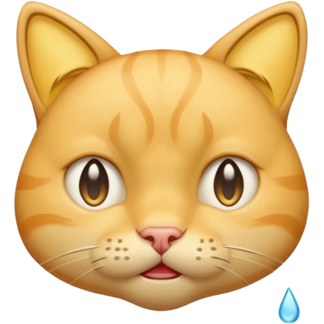 yellow cat  like this 😸😺🐱 with crying tears streaming down its cheeks (like this 😭) emoji
