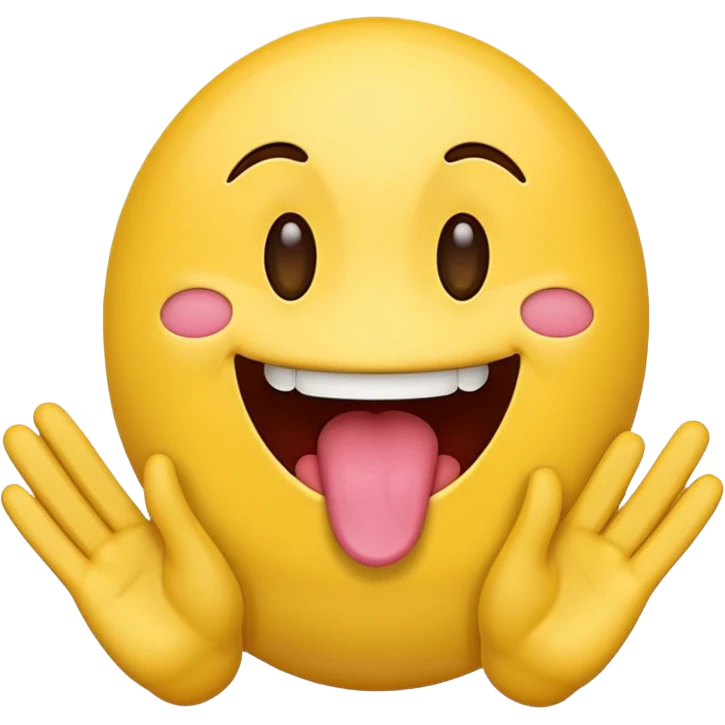 emoji with tongue sticking out and hands beside it   emoji