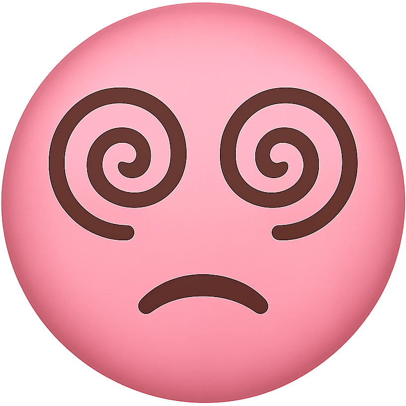 pink face with spiral eyes emoji, digital illustration emoji