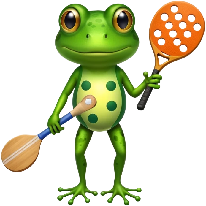 Frog w pickleball paddle emoji