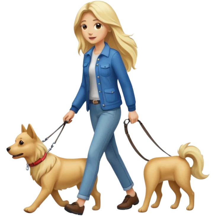 Blonde woman with long hair walking her canine emoji