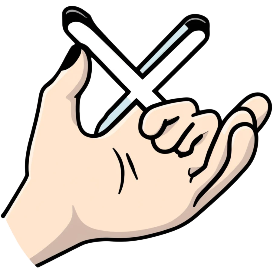 hand holding an X emoji