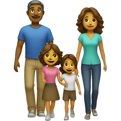 familia papa, mama, hermano mayor y 1 hermana emoji