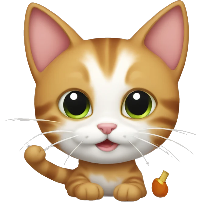cat plays with bow emoji