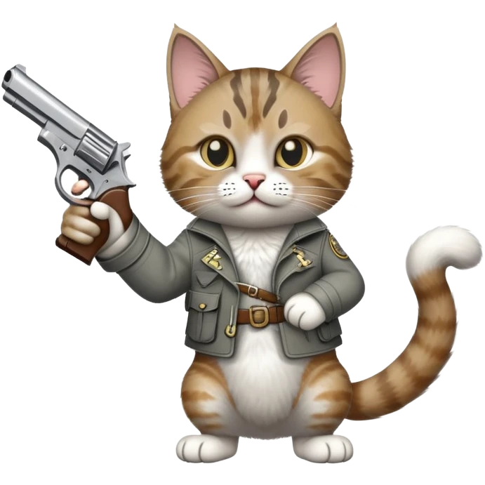cat with a pistol in its paw emoji