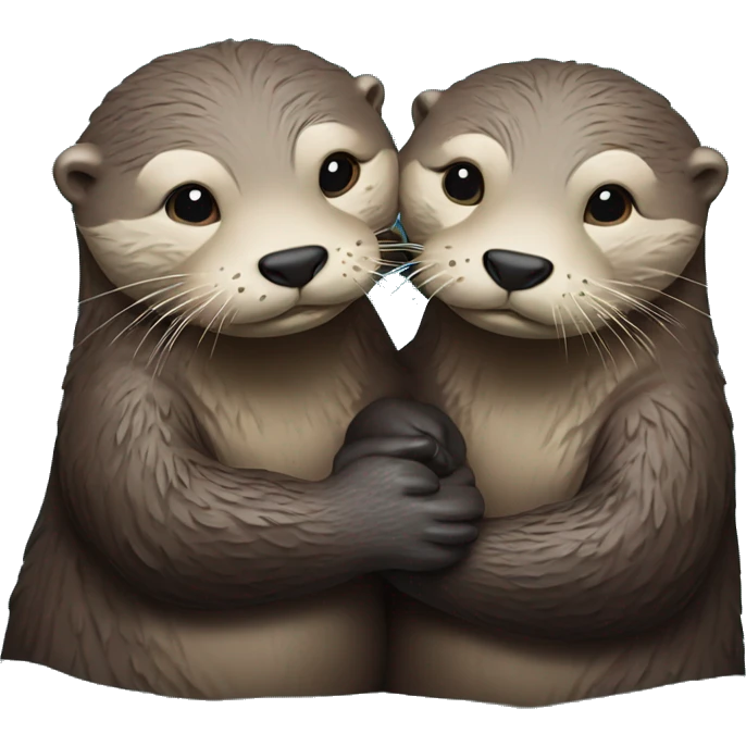 two otters hold hands while lying on the water so that the current doesn't carry them away and they hug emoji