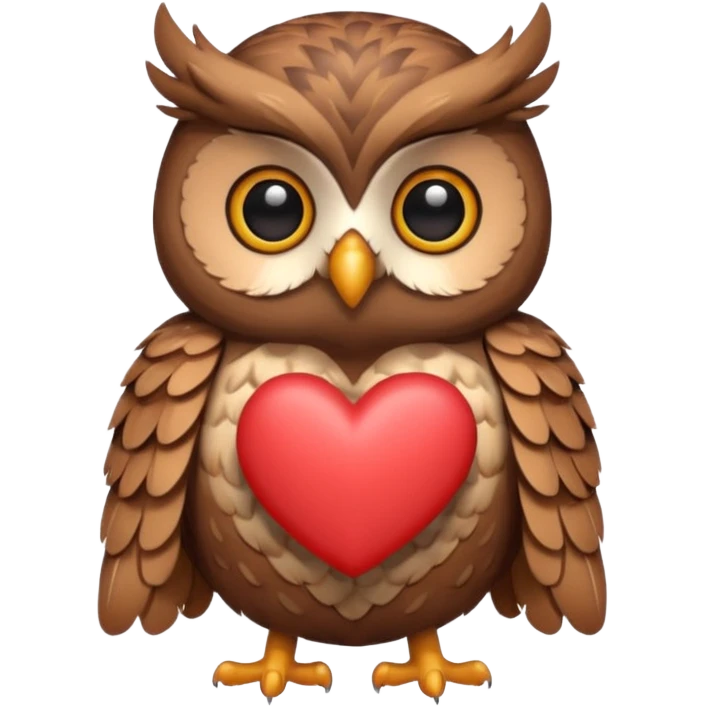 Owl holding hearts emoji