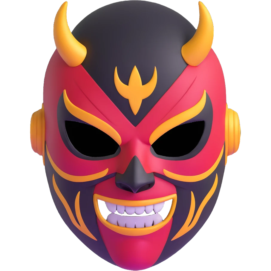 sinister luchador mask with evil expression emoji