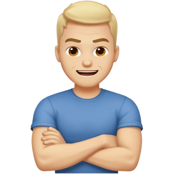 arms crossed around neck angry laughing guy emoji