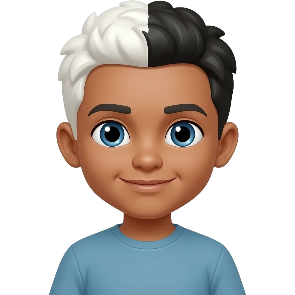 Tan white boy with black middle part hair emoji