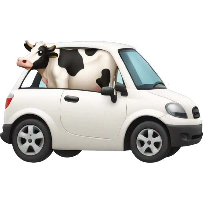 Cow driving a car emoji
