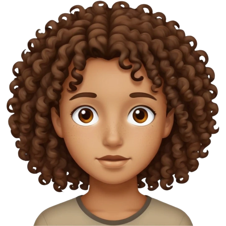 tan teenager with curly dark brown hair emoji
