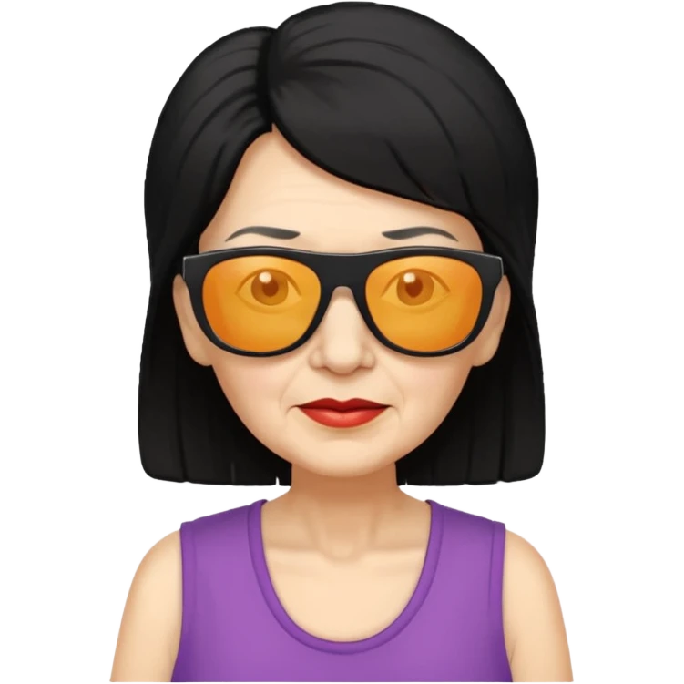 Old Women In Sleeveless, black hair, funky. emoji