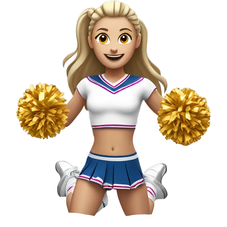 Jumping white Cheerleader pigtails  emoji