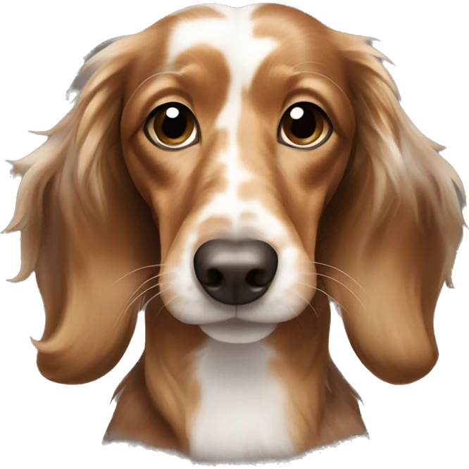 Light brown, dark brown and white marbled long haired dachshund  emoji