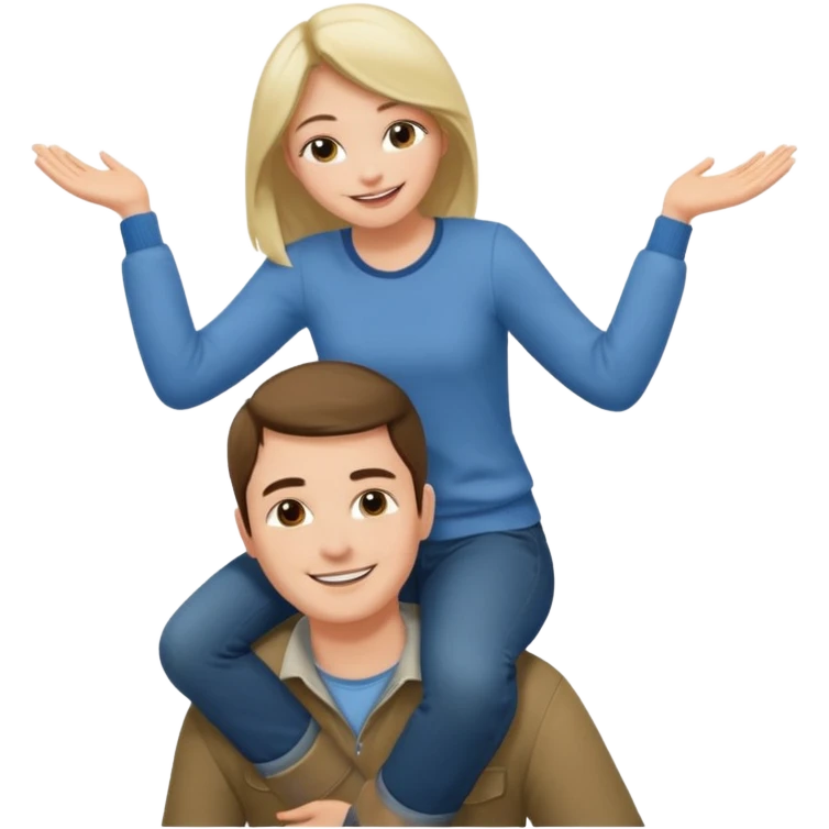 Woman sitting on a man’s shoulders emoji