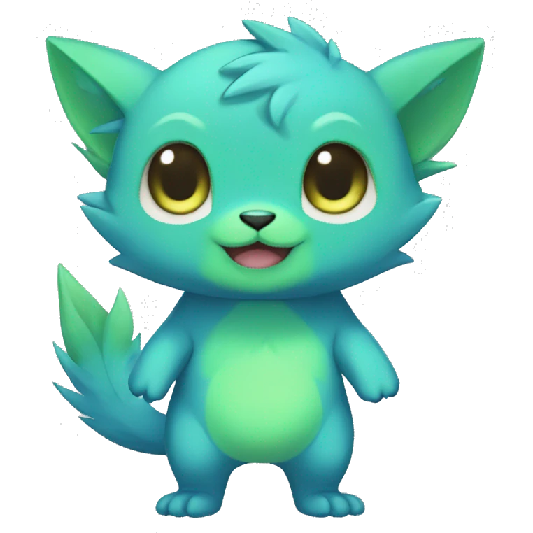 Cute cool green blue animal hybrid Fakemon full body emoji