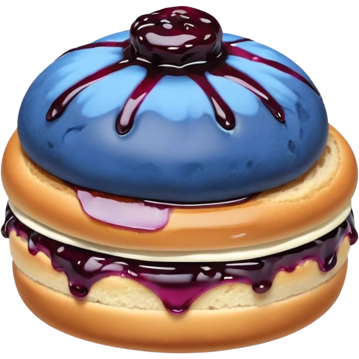 Make an emoji of a blueberry bun (small) that's broken off a bit so you can see the blueberry jam emoji