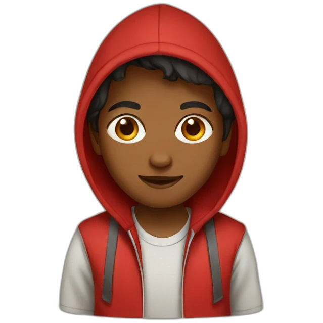 tamil kid with a red hoodie light brown emoji