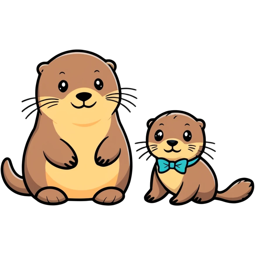 A seal next to an otter with a bow emoji