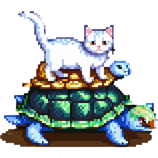 cat sitting on a turtle emoji