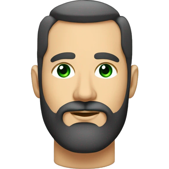 un rostro de barba corta, pelo y barba color negro, ojos verdes, guiñando el ojo derecho emoji
