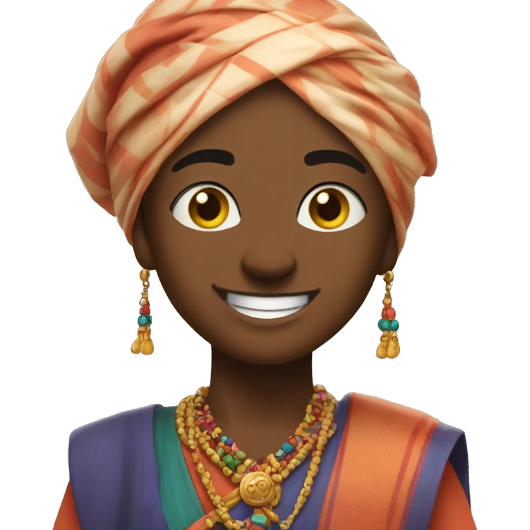 Majama Che!" (All good!)

Visual: A cheerful character with a broad smile and good looks and dancing doing Garba  emoji