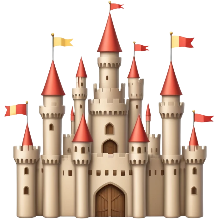 Beige Fantasy castle with tall towers and flags emoji