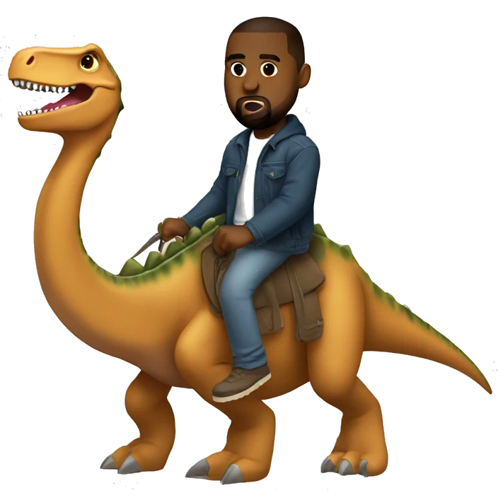 Kanye West riding a dinosaur emoji