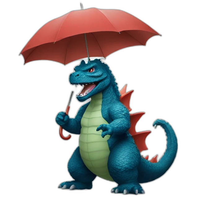 godzilla with umbrella emoji