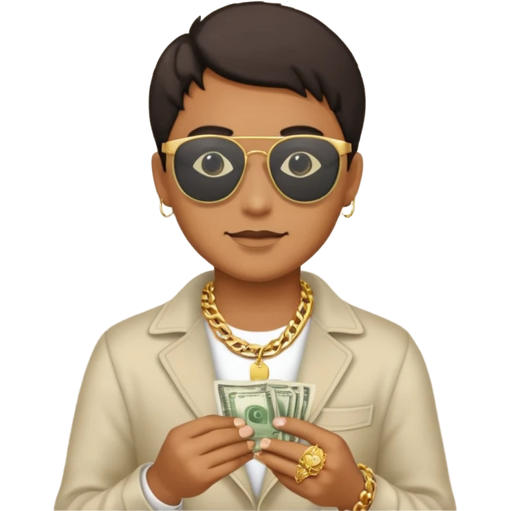 Knight helmet gold chain dark glasses money emoji