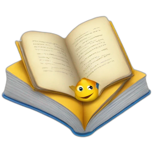 Dory with a book emoji