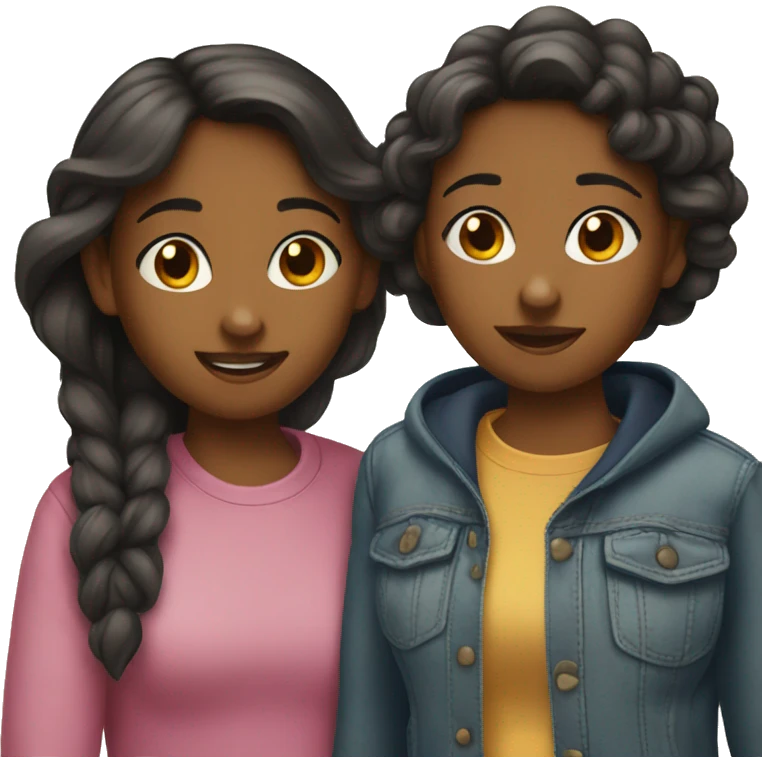 Two sisters love emoji