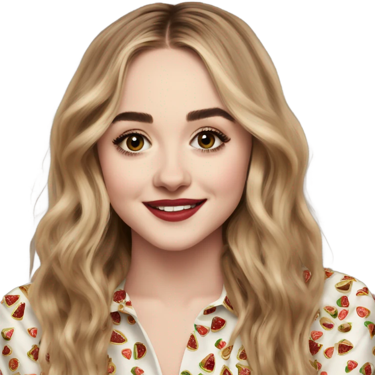 sabrina carpenter with a fruitcake emoji