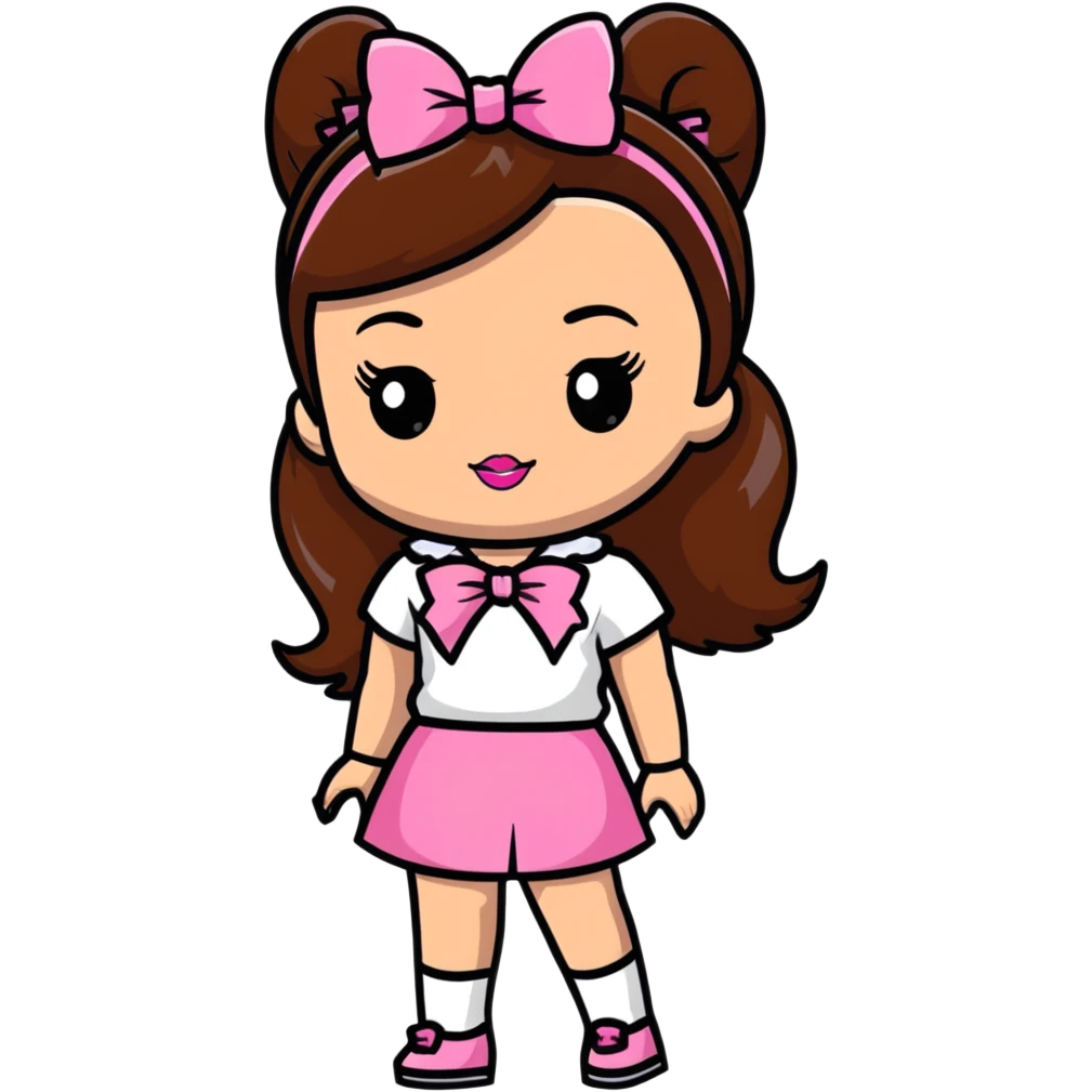Bratz doll with brown hair and pink bow emoji