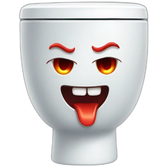 evil toilet with devil horns and smile emoji
