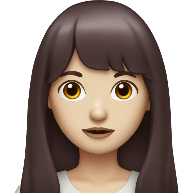 Woman  that has white skin and Long Dark red hair and fringe bangs emoji