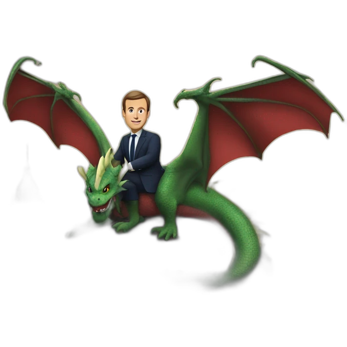 Macron sur un dragon emoji