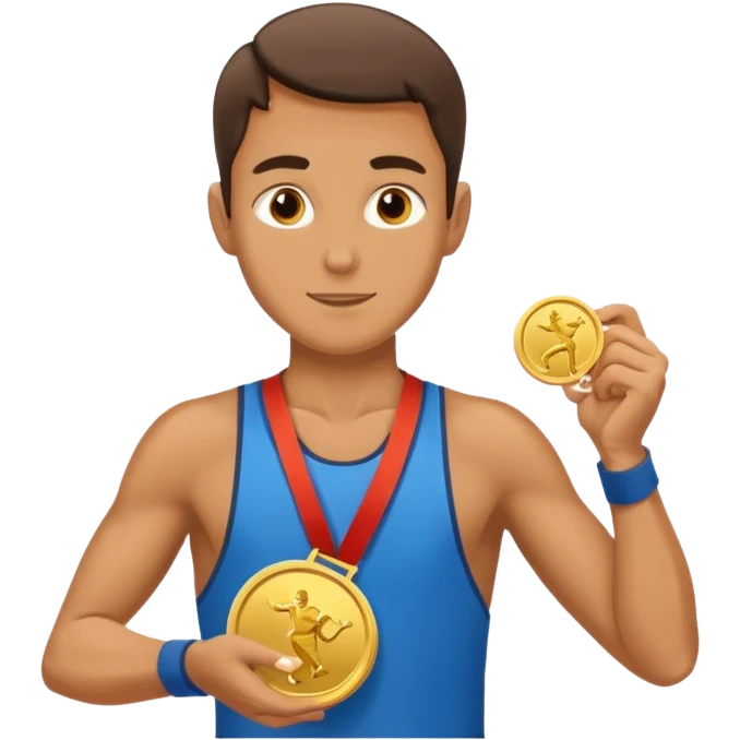 Beautiful marathon runner receiving medal  emoji