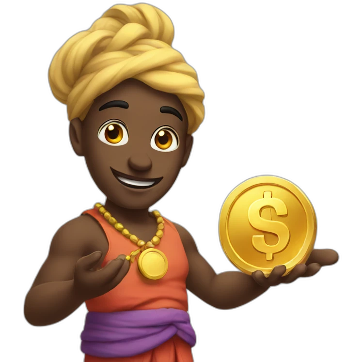 genie holding the big coin emoji