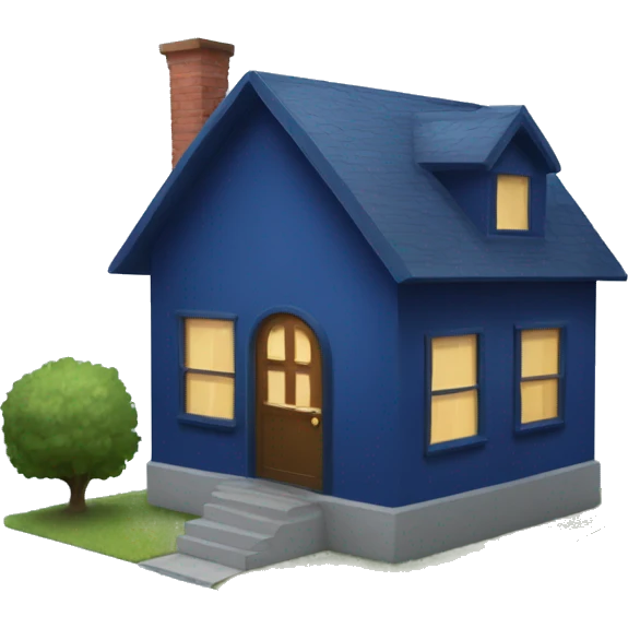 dark blue house with single heart with house, words "One Click Home" in an energetic way emoji
