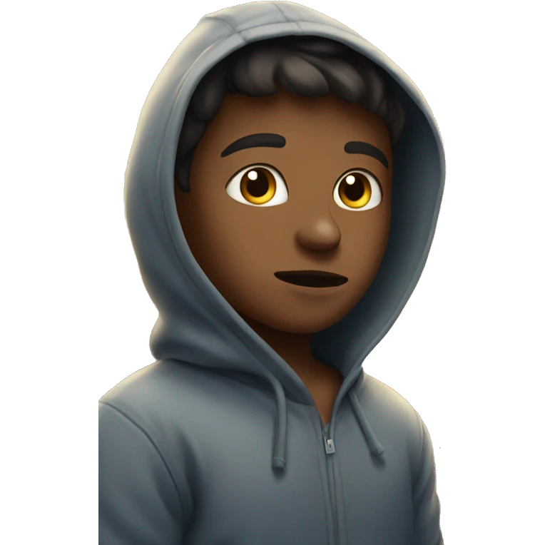 boy in hoodie under sky emoji