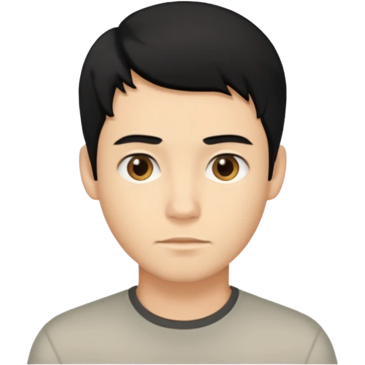 emoji of a young man with black hair and blonde highlights, no beard, neutral expression emoji