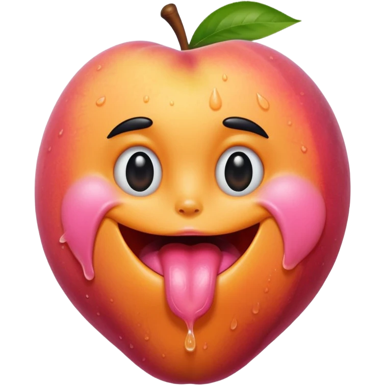 Peach sitting on licking tongue emoji
