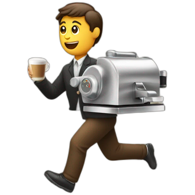Person running away with espresso machine emoji