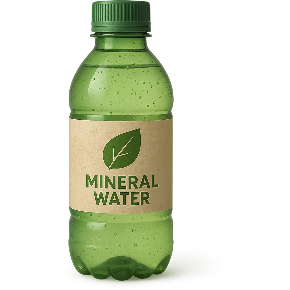 a green mineral water bottle, eco-friendly look, natural and sustainable design emoji
