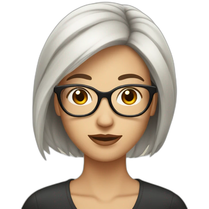White Woman with glasses, smooth hair to the shoulders and a mole on the right cheek near the mouth emoji