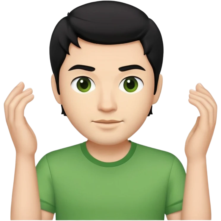 memoji ios sticker handsome guy with black hair and aesthetic green shirt  emoji